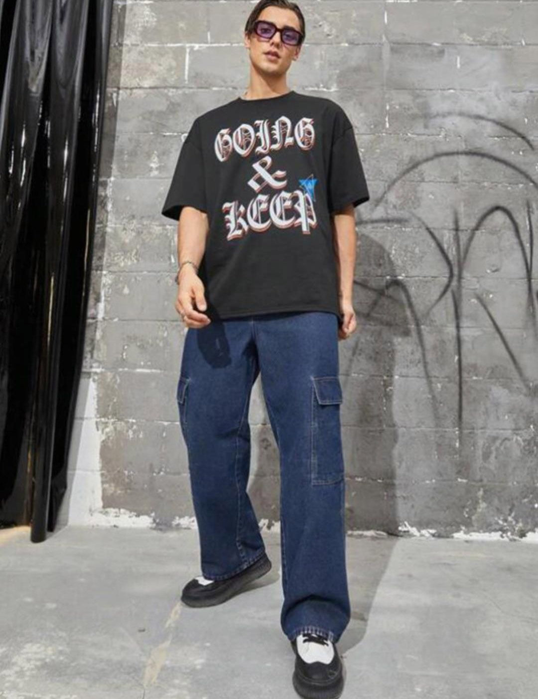 Kotty Men Jean Low-Rise Clean Look Stretchable Cargo Jeans