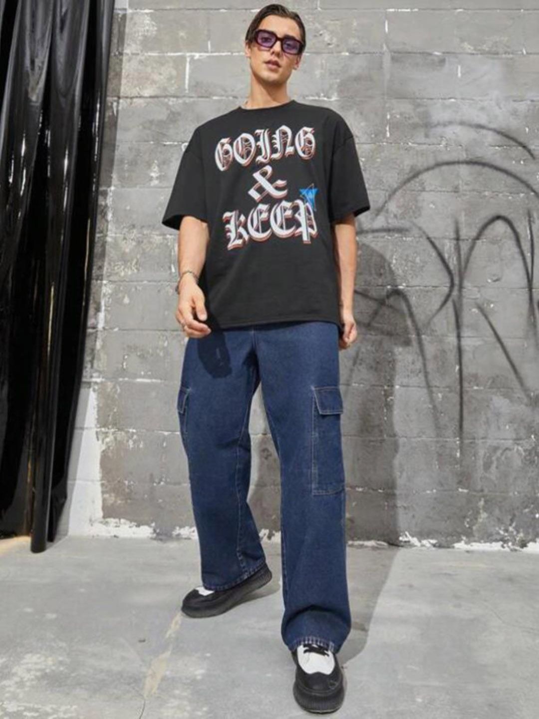 Kotty Men Jean Low-Rise Clean Look Stretchable Cargo Jeans