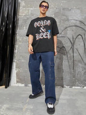 Kotty Men Jean Low-Rise Clean Look Stretchable Cargo Jeans