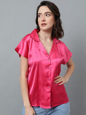 Kotty Pink Cuban Collar Casual Shirt