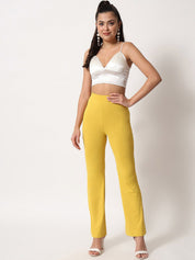 Kotty Women Yellow Relaxed Straight Leg High-Rise Easy Wash Trouser