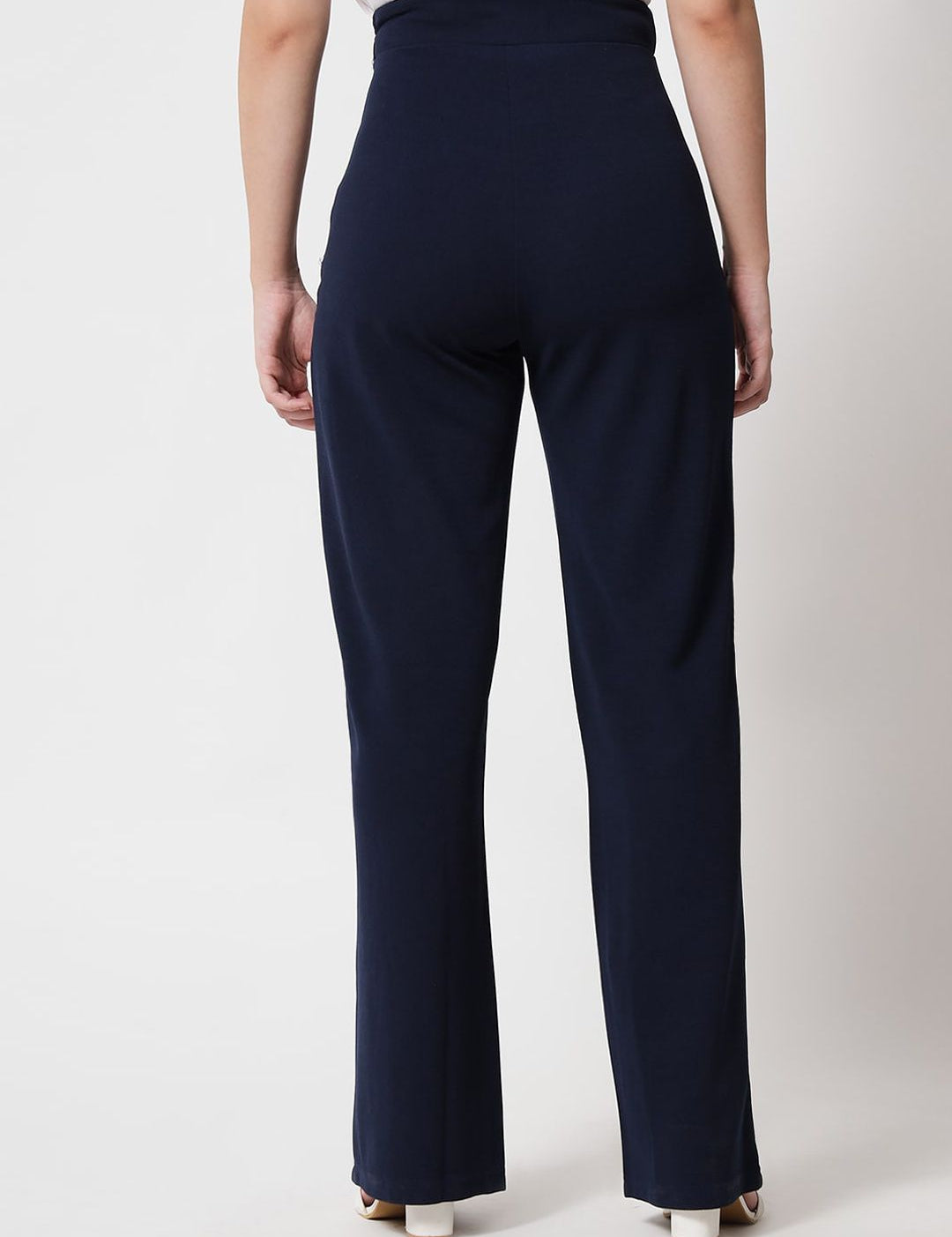 Kotty Women Pack Of 2 Relaxed Straight Leg High-Rise Easy Wash Parallel Trousers