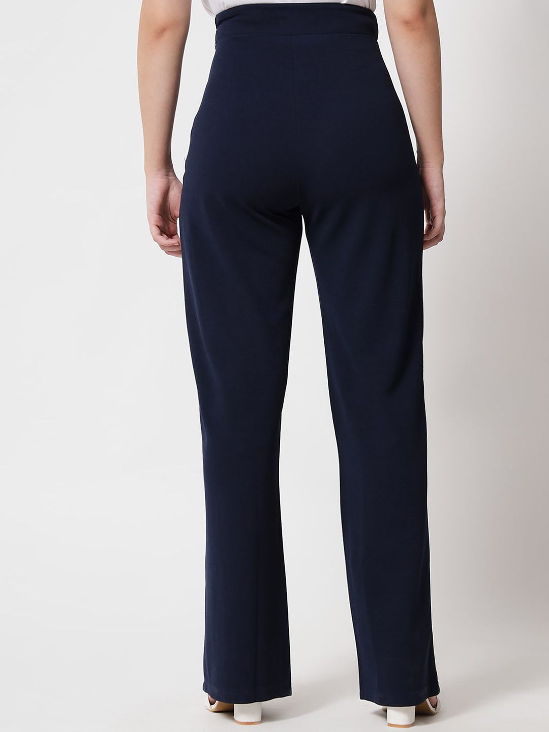 Kotty Women Pack Of 2 Relaxed Straight Leg High-Rise Easy Wash Parallel Trousers