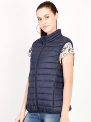 Kotty Women Navy Blue Solid Insulator Puffer Jacket