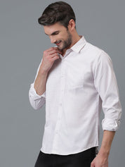 Kotty White Micro Ditsy Printed Spread Collar Casual Shirt