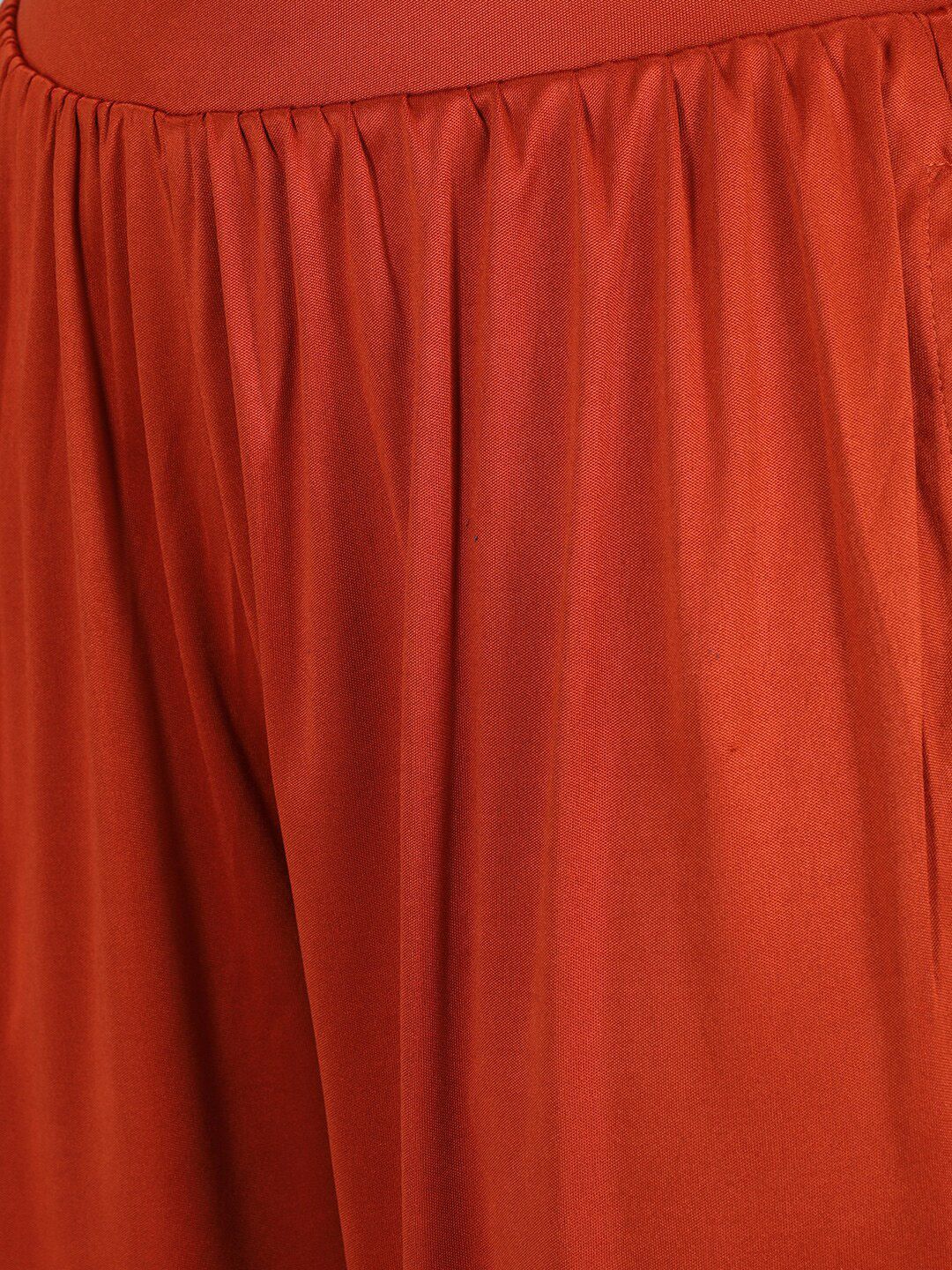 Kotty Women Rust Flared High-Rise Pleated Parallel Trousers