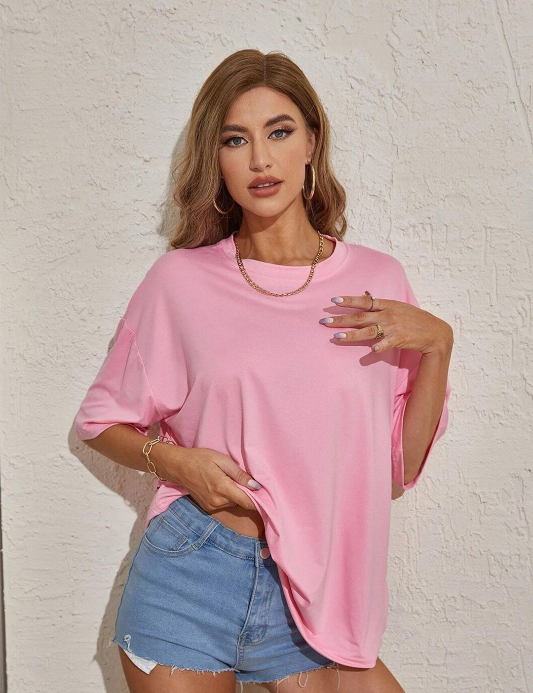 Kotty Drop Shoulder Cotton Longline Oversize T-shirt