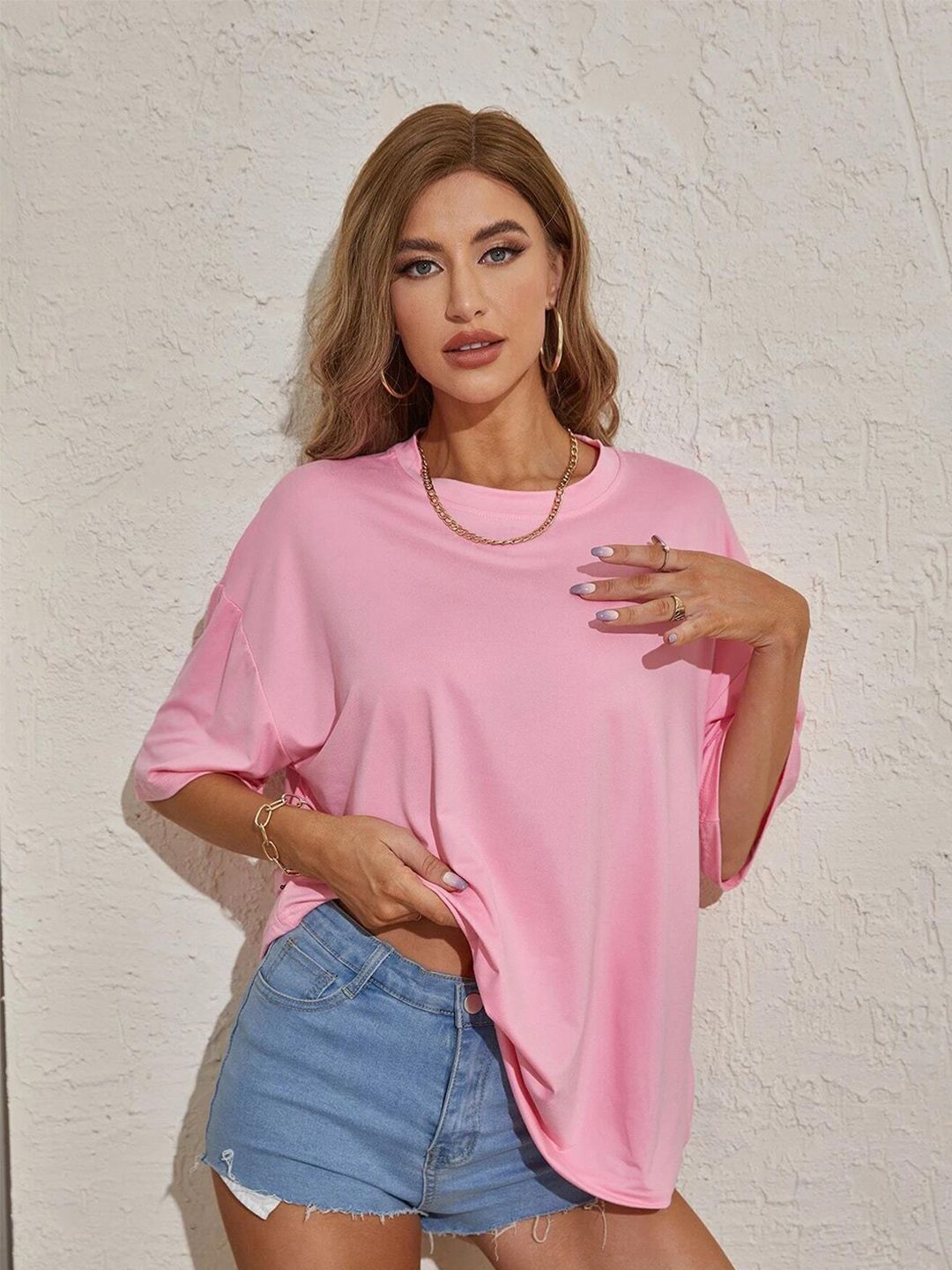 Kotty Drop Shoulder Cotton Longline Oversize T-shirt