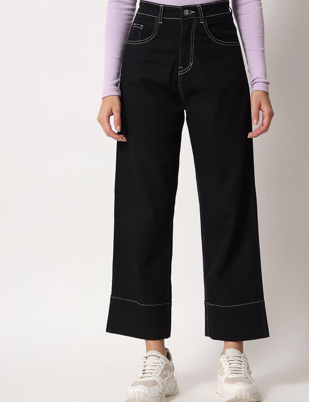 Kotty Women Black Jean Straight Fit High-Rise Stretchable Jeans