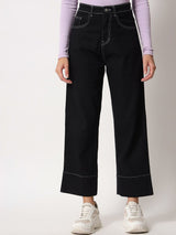 Kotty Women Black Jean Straight Fit High-Rise Stretchable Jeans