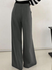 Kotty Women Grey High-Rise Wide Leg Formal Trouser