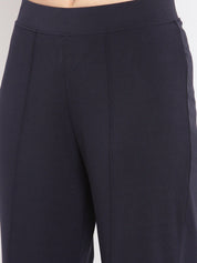 Kotty Women Black Flared High-Rise Bootcut Trousers