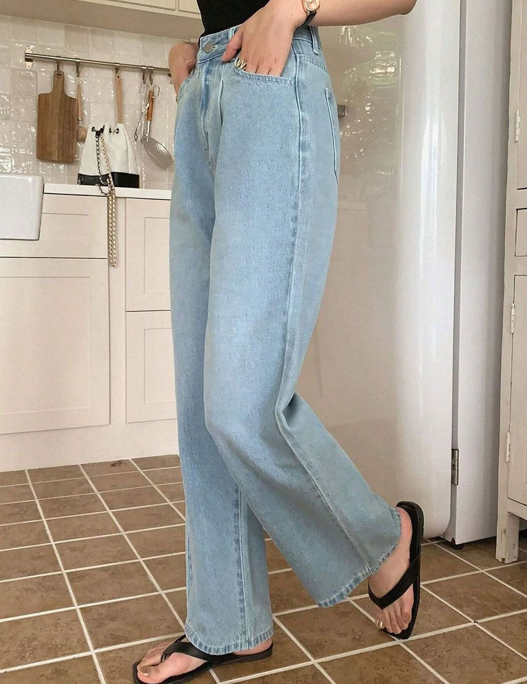 KOTTY Basics Women Wide Leg High-Rise Stretchable Jeans