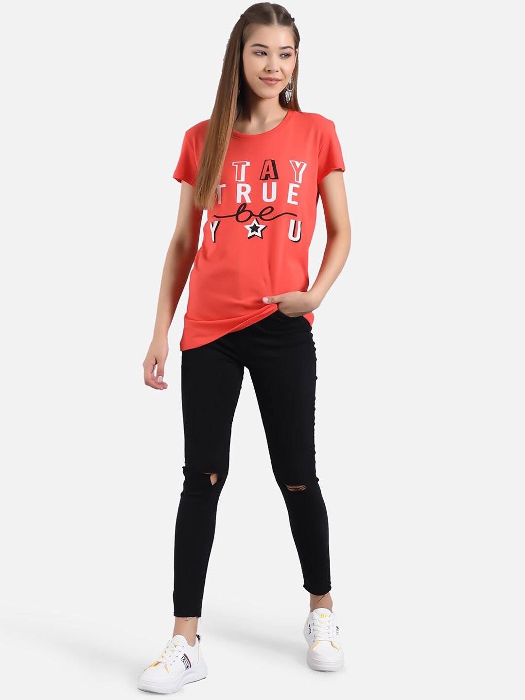 Kotty Women Pack Of 2 Printed Round Neck T-shirts