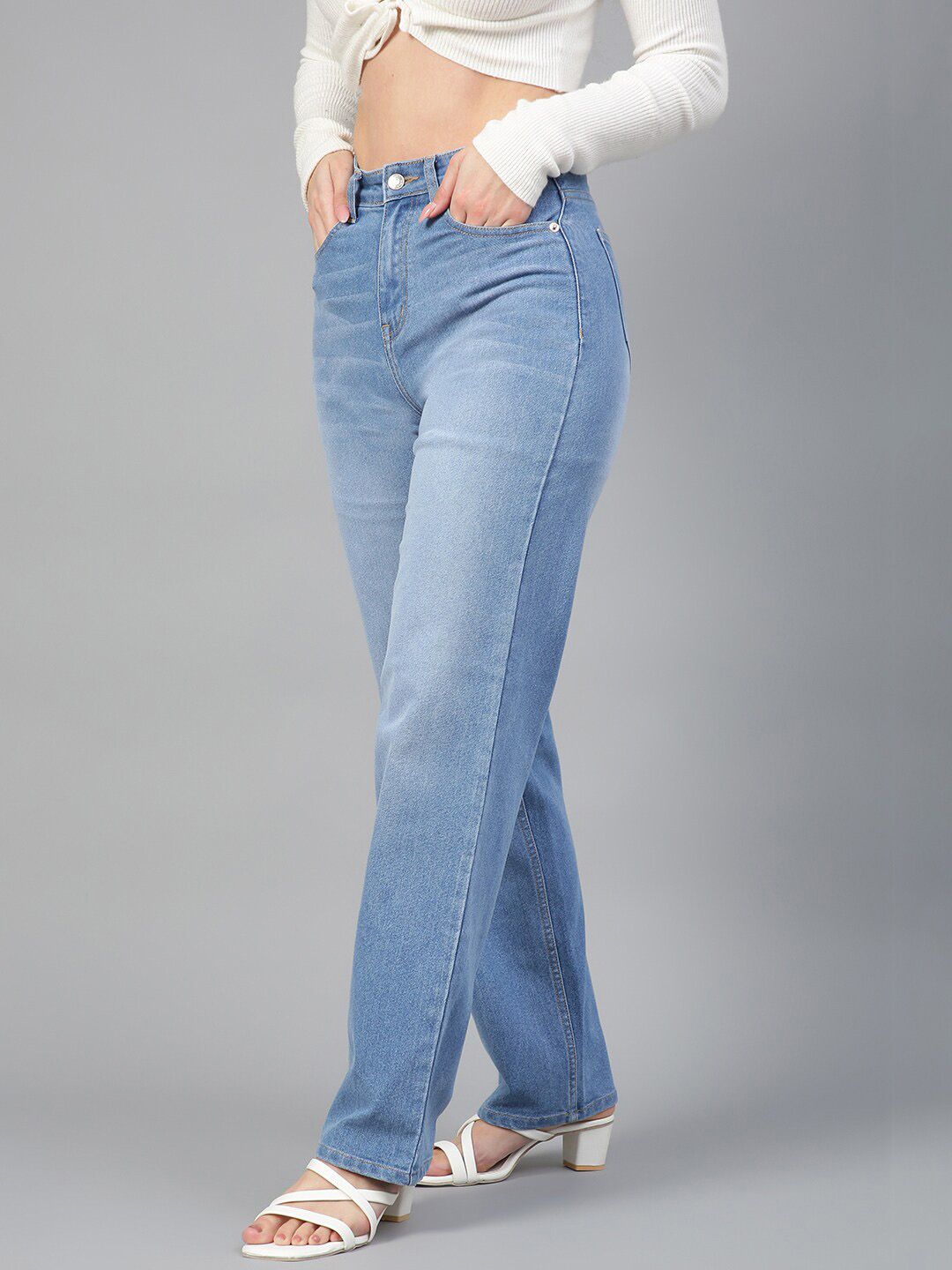 Kotty Women Jean Straight Fit High-Rise Light Fade Stretchable Jeans