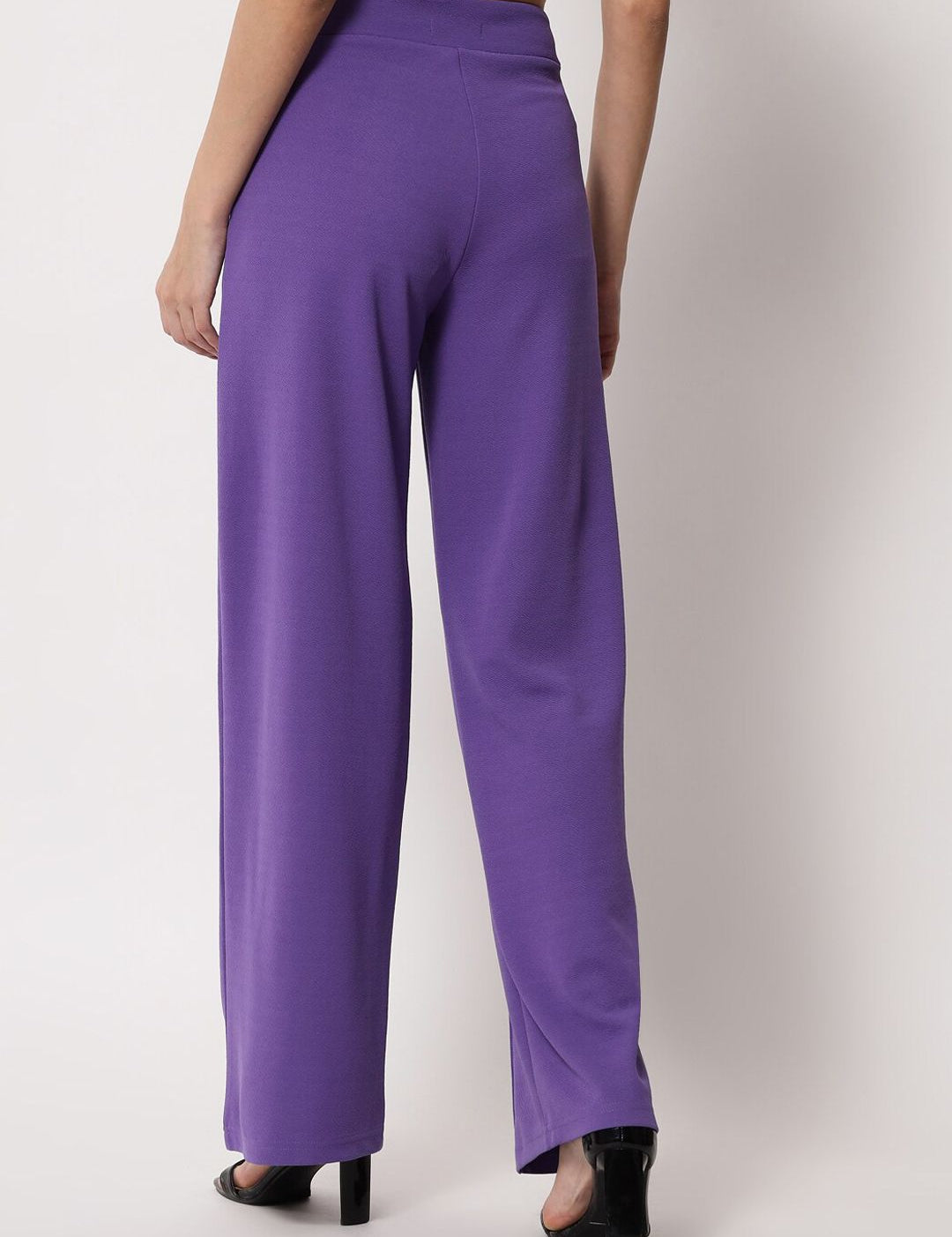 Kotty Women Purple Relaxed Straight Fit High-Rise Easy Wash Trouser