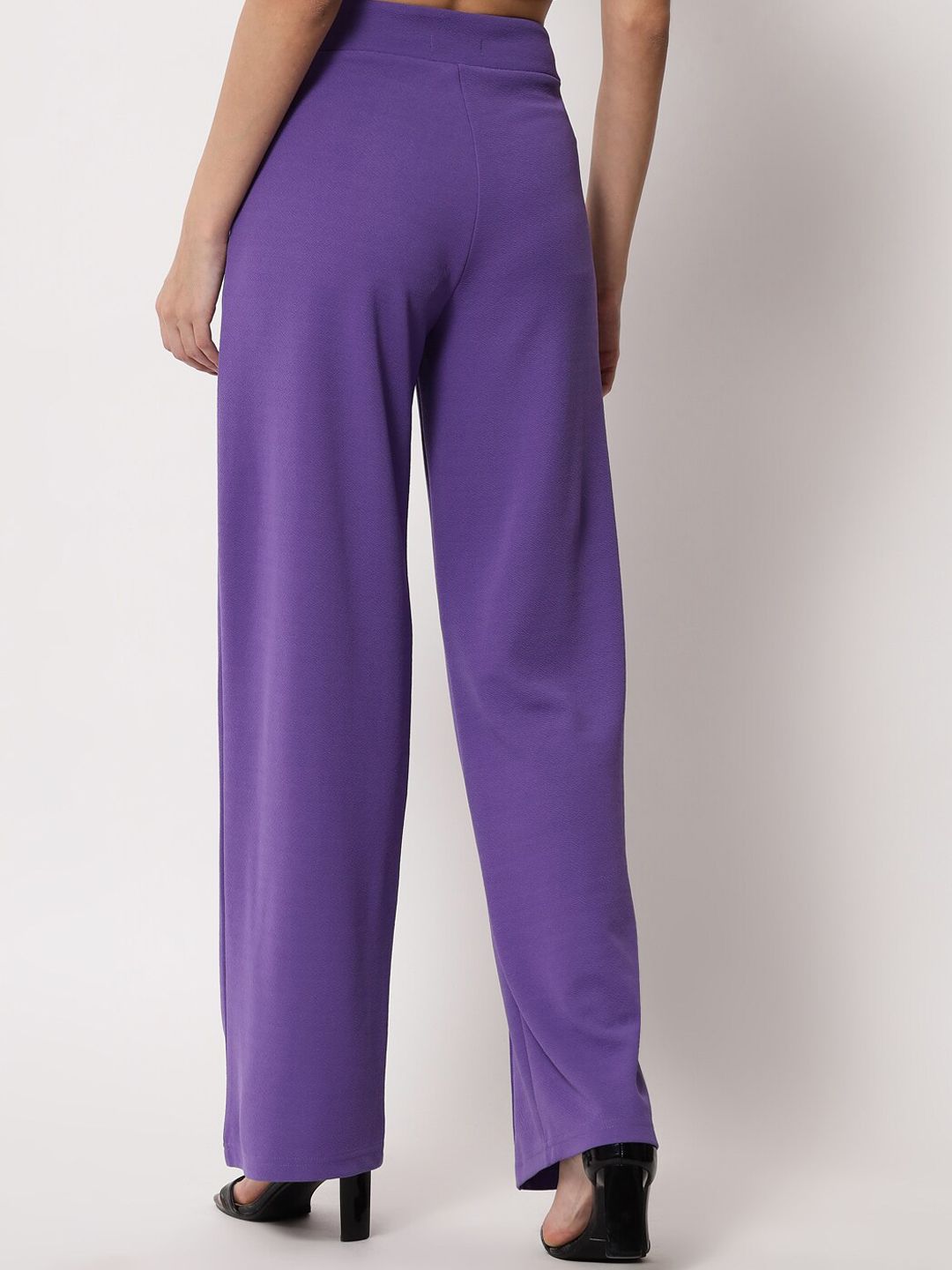 Kotty Women Purple Relaxed Straight Fit High-Rise Easy Wash Trouser