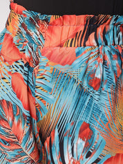 Kotty Women Blue Floral Printed Relaxed Flared High-Rise Easy Wash Pleated Trousers