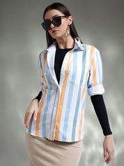 Kotty Women Spread Collar Graphic Printed Cotton Casual Shirt