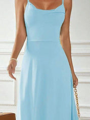 Kotty Women Solid Shoulder Straps Fit and Flare Dress