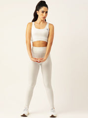 Kotty Women Off White High-Rise Sports Bra & Tights