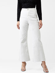 Kotty Women White Flared High-Rise Clean Look Jeans