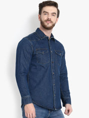 Kotty Men Blue Solid Lightweight Denim Jacket