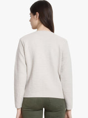 Kotty Women Off-White Self Design Lightweight Tailored Jacket