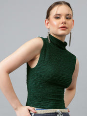 Kotty Green Self Design High Neck Fitted Top