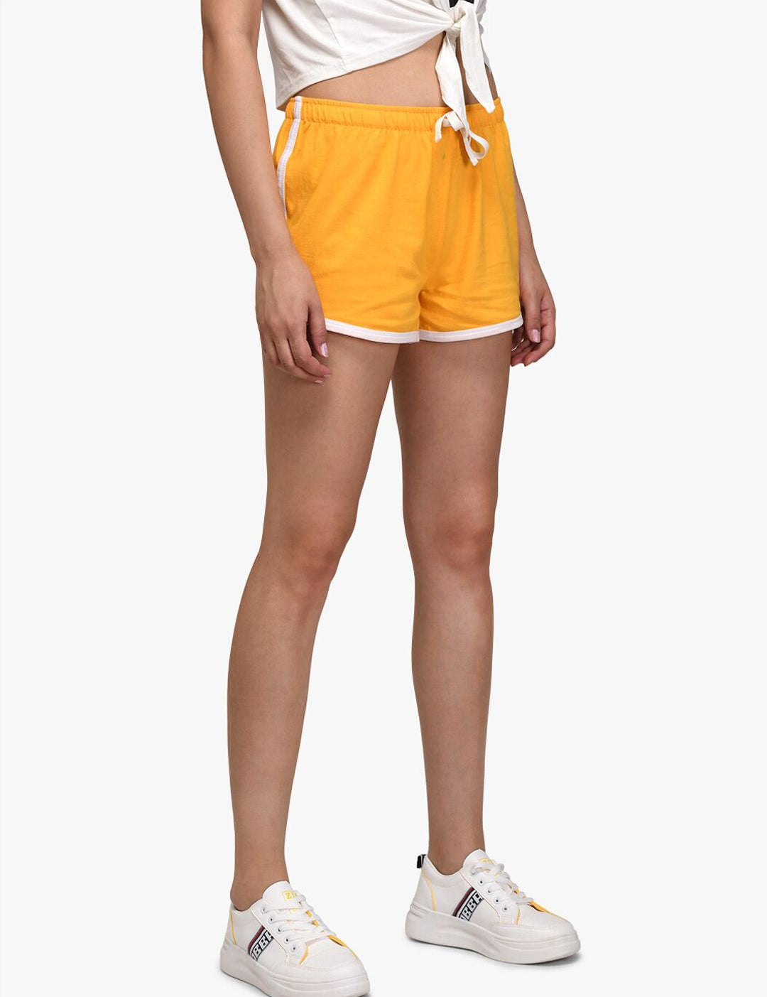 Kotty Women Yellow Solid Regular Fit Shorts