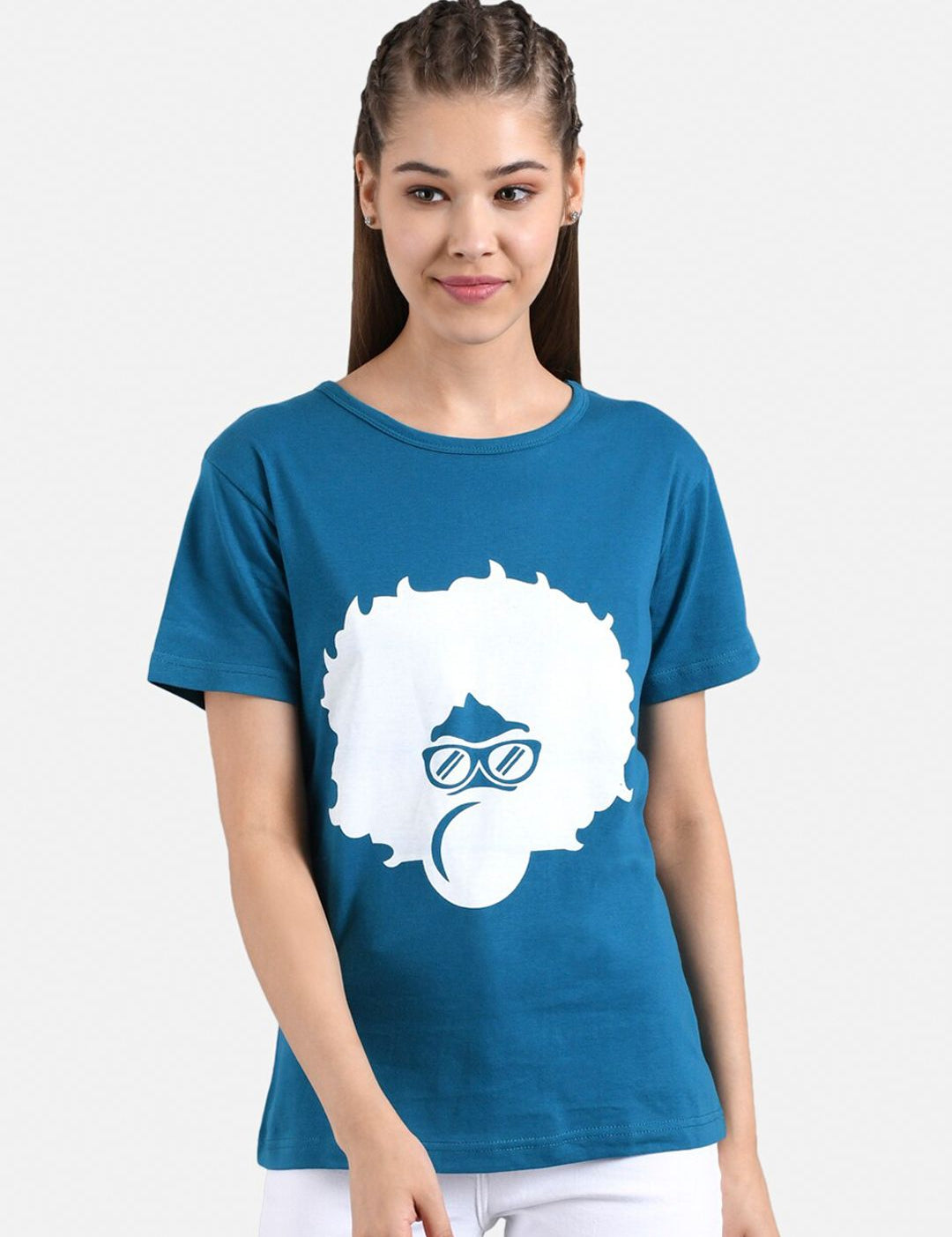 Kotty Women Blue & Black Pack of 2 Print T-shirt