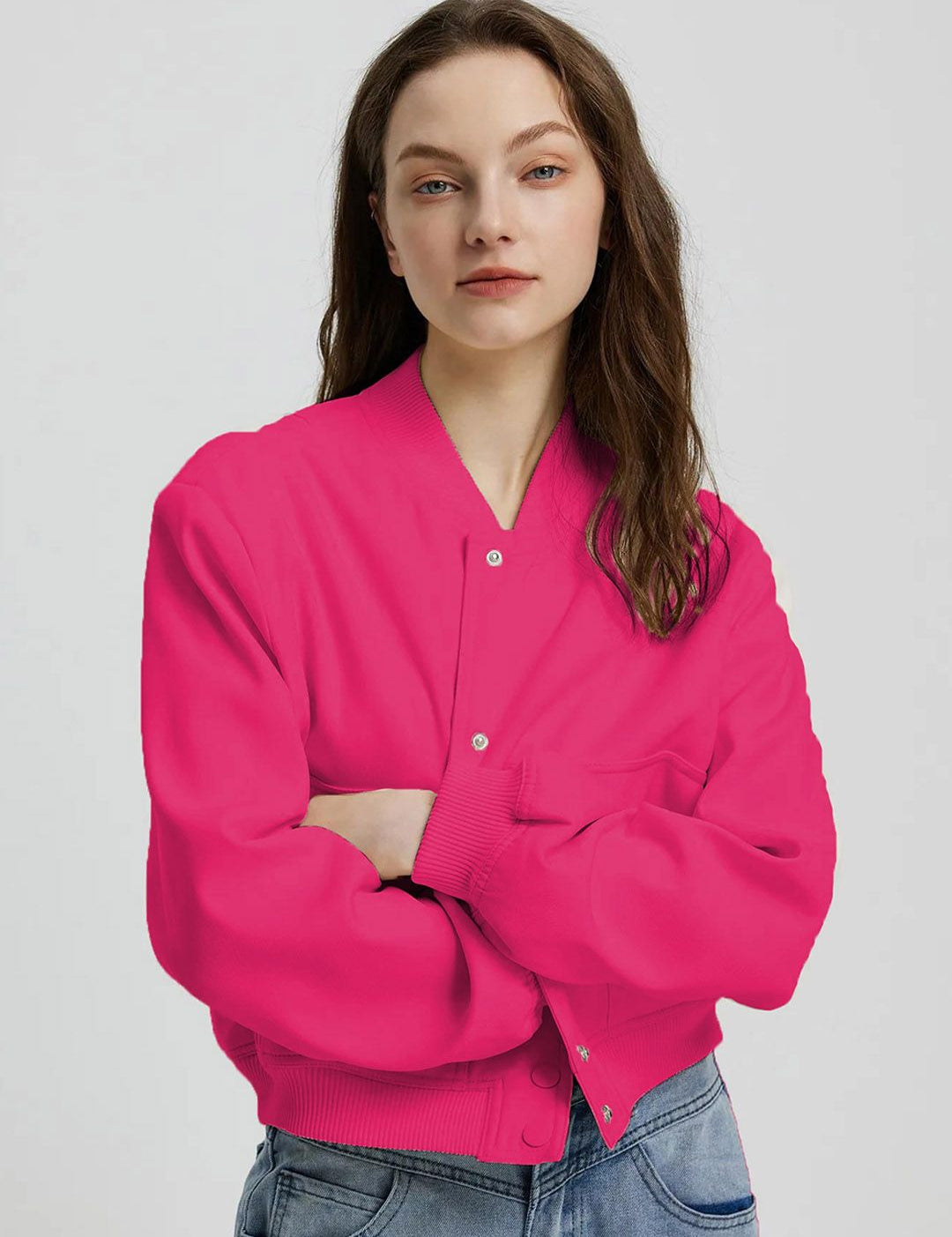 Kotty Stand Collar Fleece Bomber Jacket