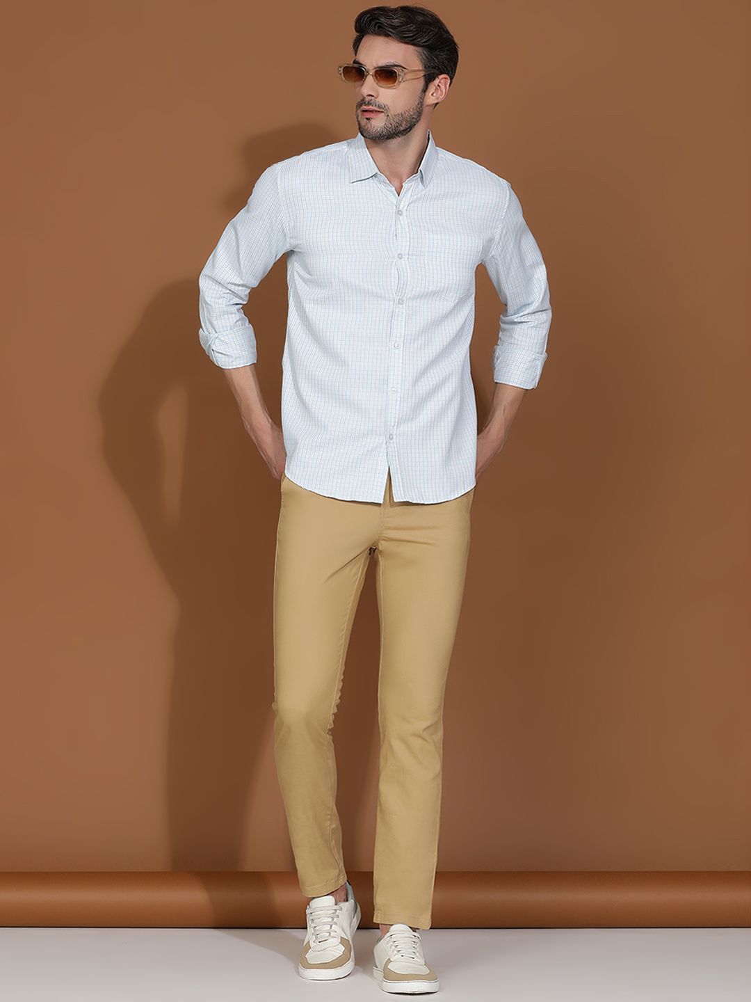 Kotty New Gingham Checks Spread Collar Casual Shirt