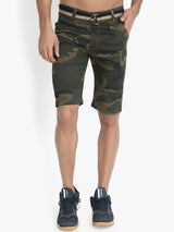 Kotty Men Green Printed Regular Fit Regular Shorts