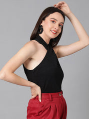 Kotty Halter Neck Satin Styled Back Top