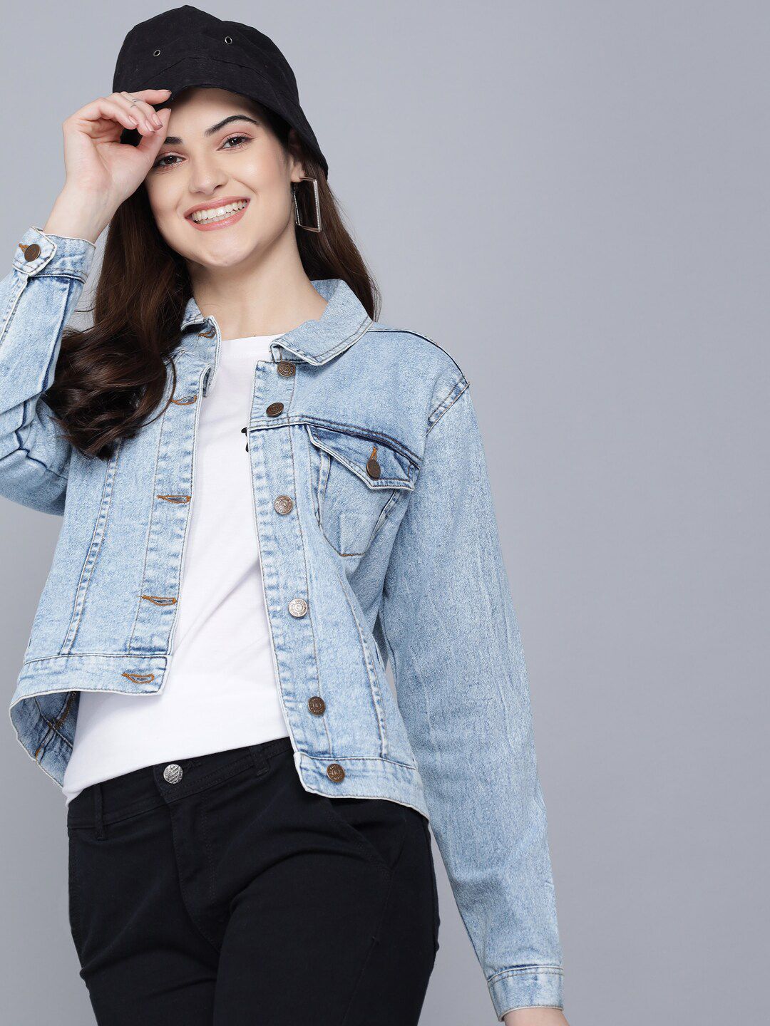 Kotty Women Blue Washed Denim Jacket