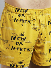 Kotty Men Yellow & Black Printed Boxers