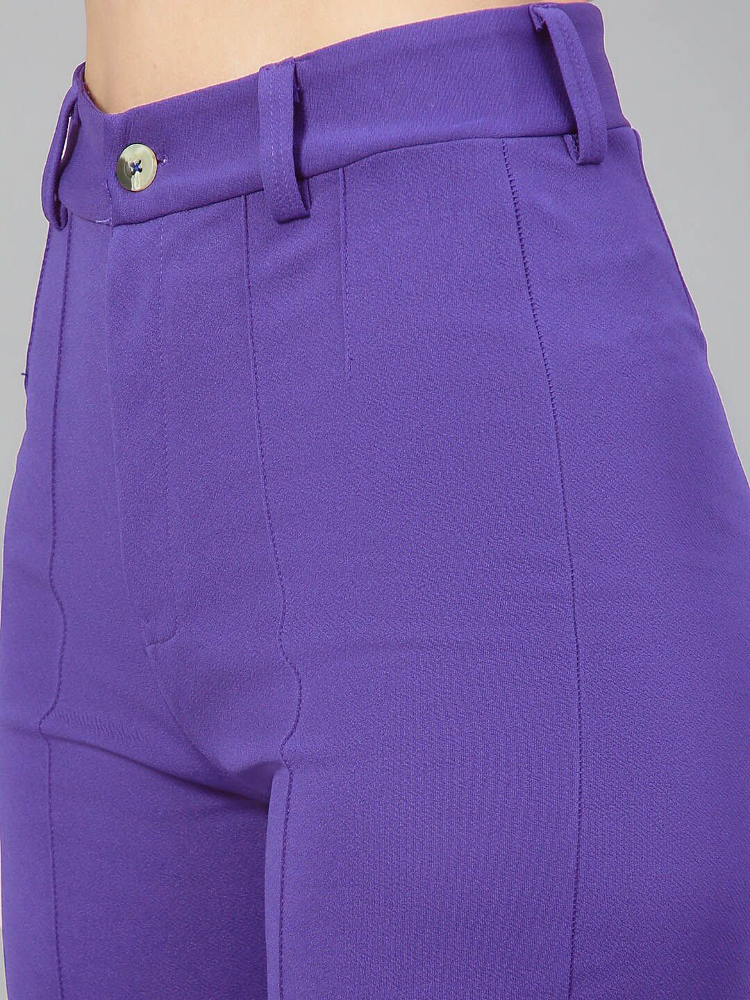 KOTTY BIZwear Women Relaxed Straight Leg High-Rise Straight Fit Easy Wash Trousers