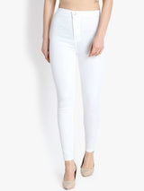 Kotty Women White Skinny Fit High-Rise Clean Look Stretchable Jeans