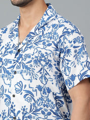 Kotty Men Cuban Collar Floral Printed Casual Shirt