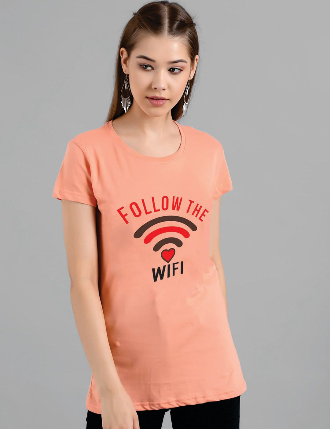 Kotty Typography Printed Scoop Neck Longline T-shirt