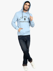 Kotty Men Blue Printed Hooded Sweatshirt
