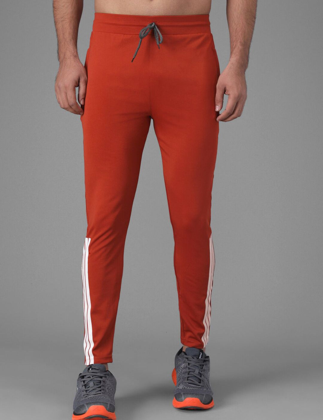 Kotty Men Orange & White Solid Track Pants