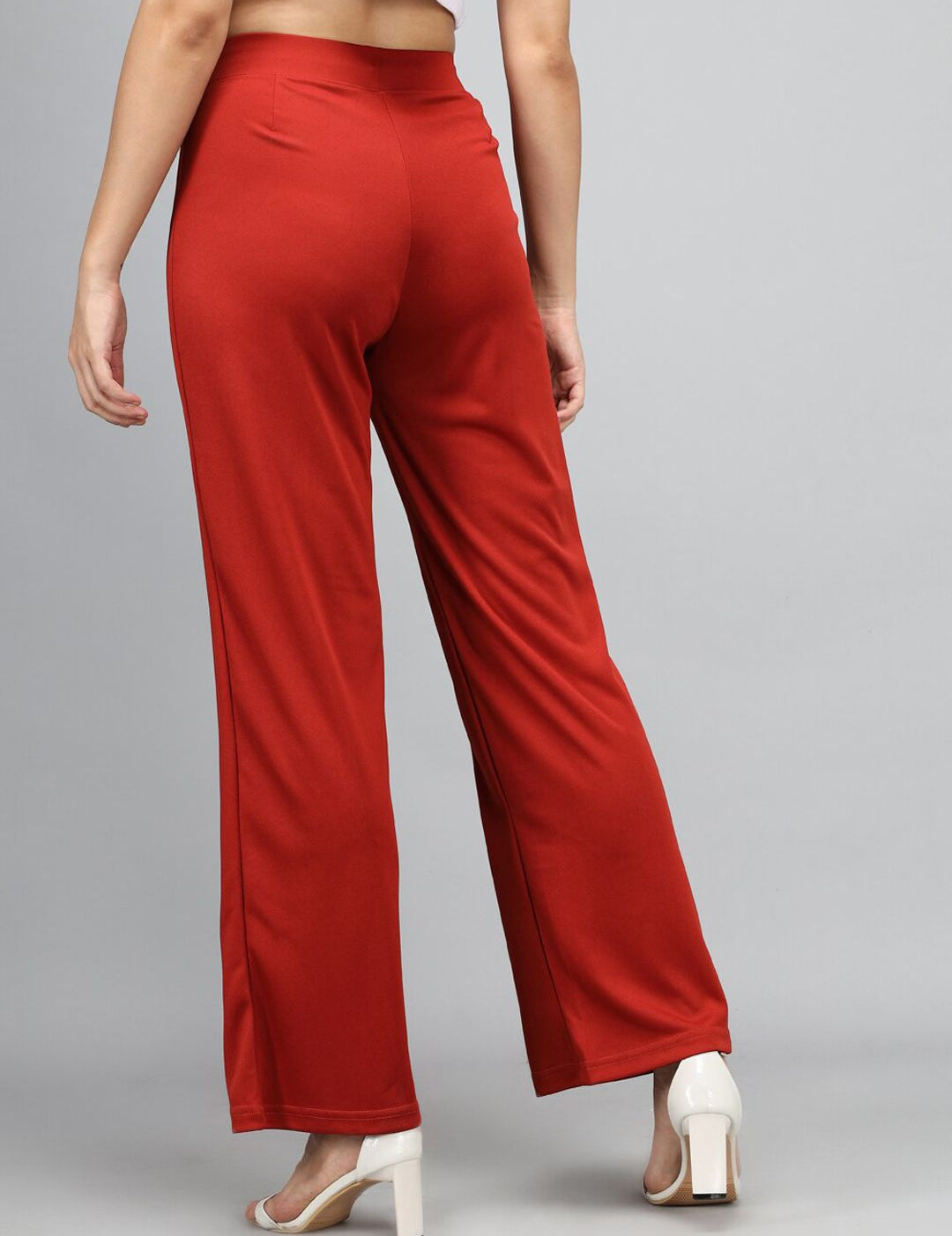 Kotty Women Maroon High-Rise Parallel Trousers
