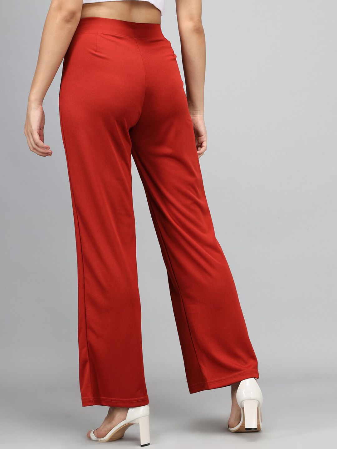 Kotty Women Maroon High-Rise Parallel Trousers