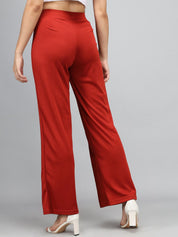 Kotty Women Maroon High-Rise Parallel Trousers