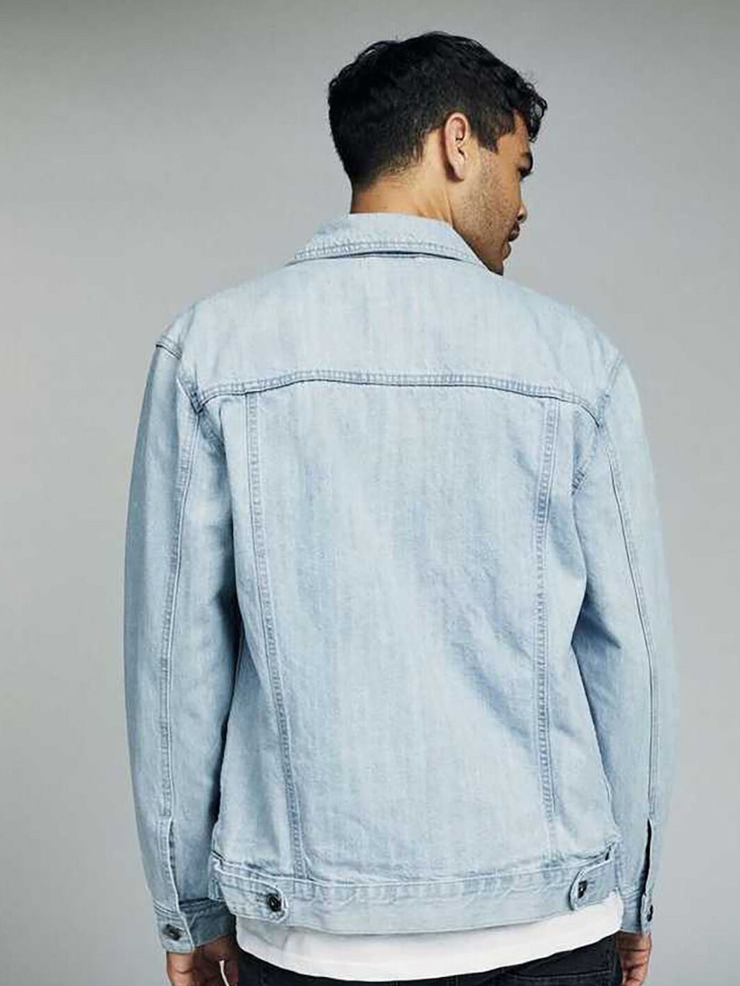 Kotty Blue Spread Collar Washed Denim Jacket