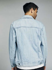 Kotty Blue Spread Collar Washed Denim Jacket