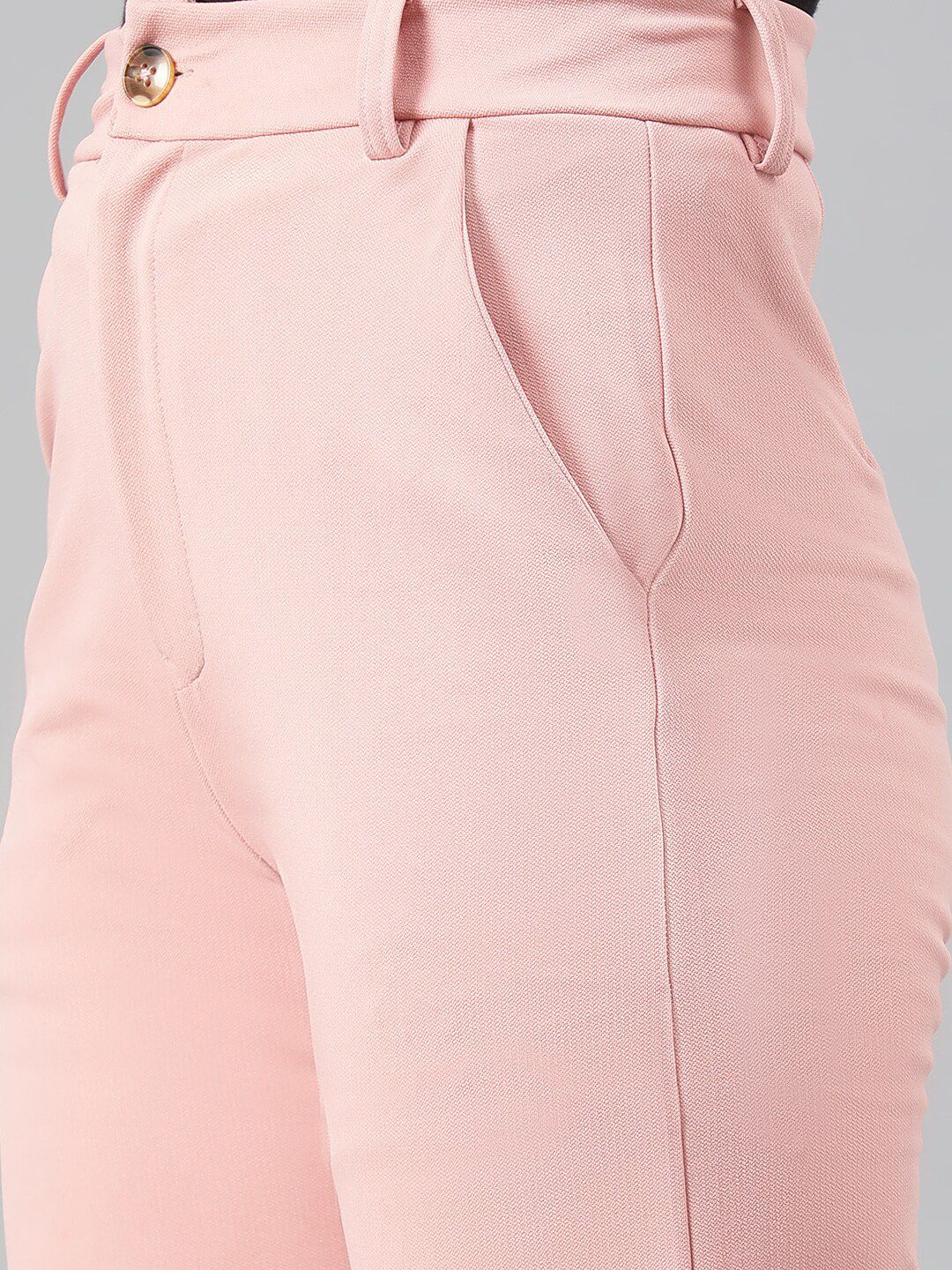 Kotty Women Pink Relaxed Straight Leg Fit High-Rise Easy Wash Parallel Trousers