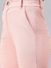 Kotty Women Pink Relaxed Straight Leg Fit High-Rise Easy Wash Parallel Trousers